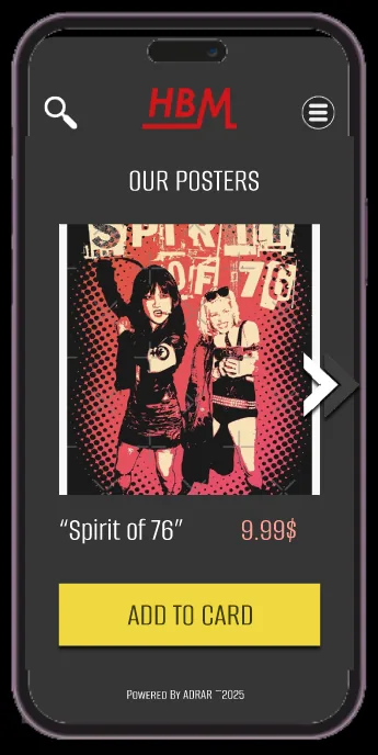 Maquette Figma HBM — poster « Spirit of 76 »